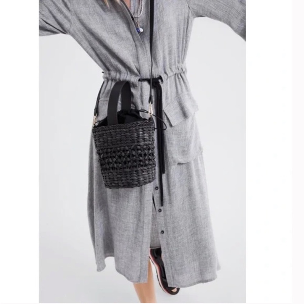 Zara Button Up Belted Midi Shirt Dress Light Heather Gray Small